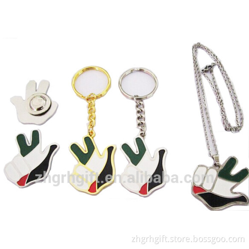 UAE Victory Three Finger Hand Die Cut Gold Sliver badge Pin Badge Sets
